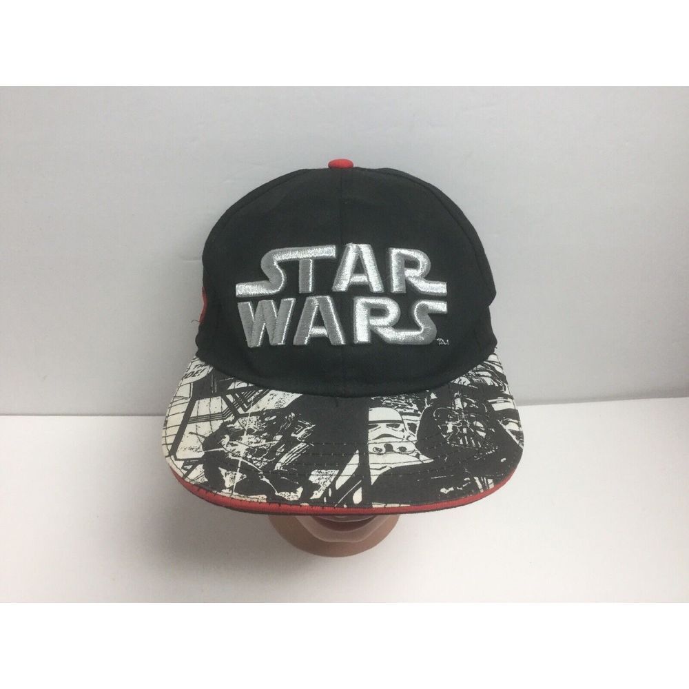 Star Wars Hat Lucas‎ Films Snapback Black Embroidered Silver Flat Bill Cap